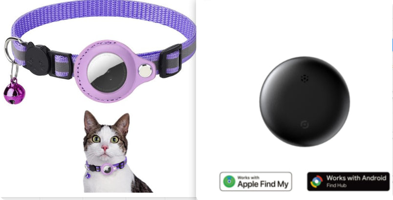 Reflective pet collar with AirTag holder for dogs