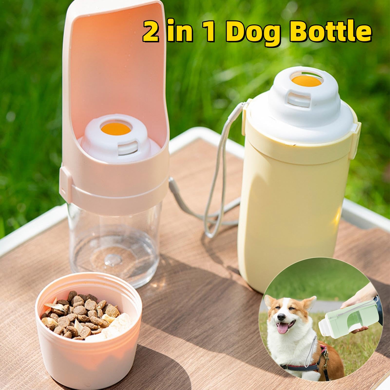 Travel dog water and food bottle with leak-proof design