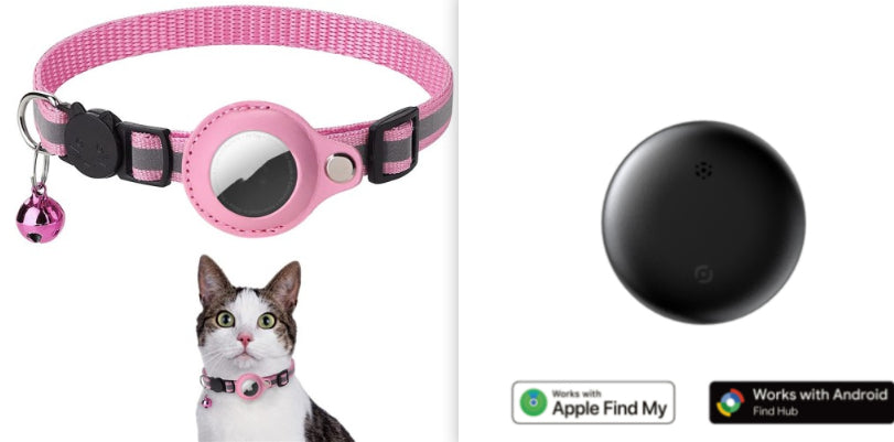 Reflective pet collar with AirTag holder for dogs