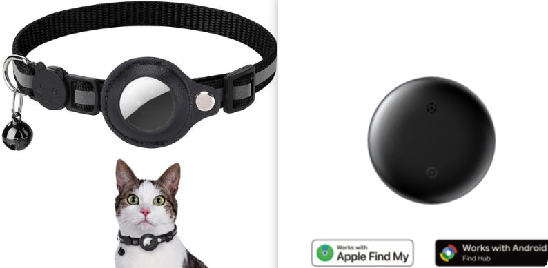 Reflective pet collar with AirTag holder for dogs
