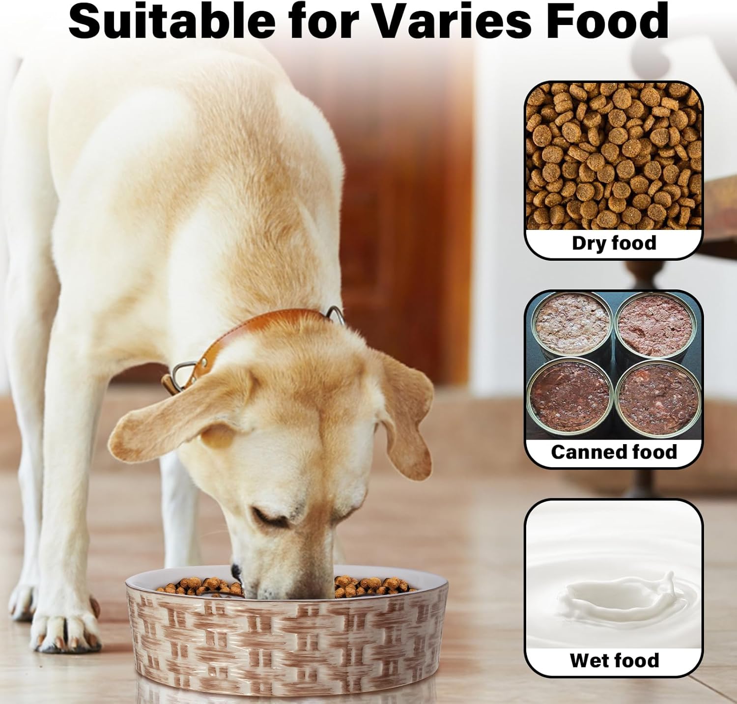 Ceramic slow feeder dog bowl with maze design