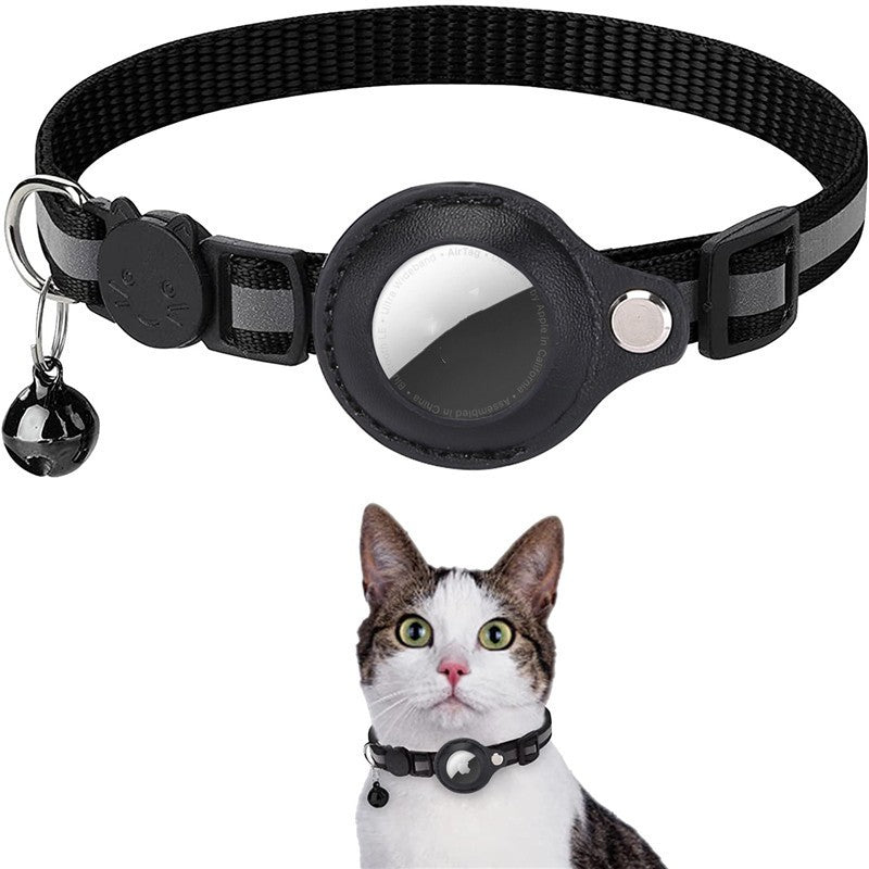 Reflective pet collar with AirTag holder for dogs