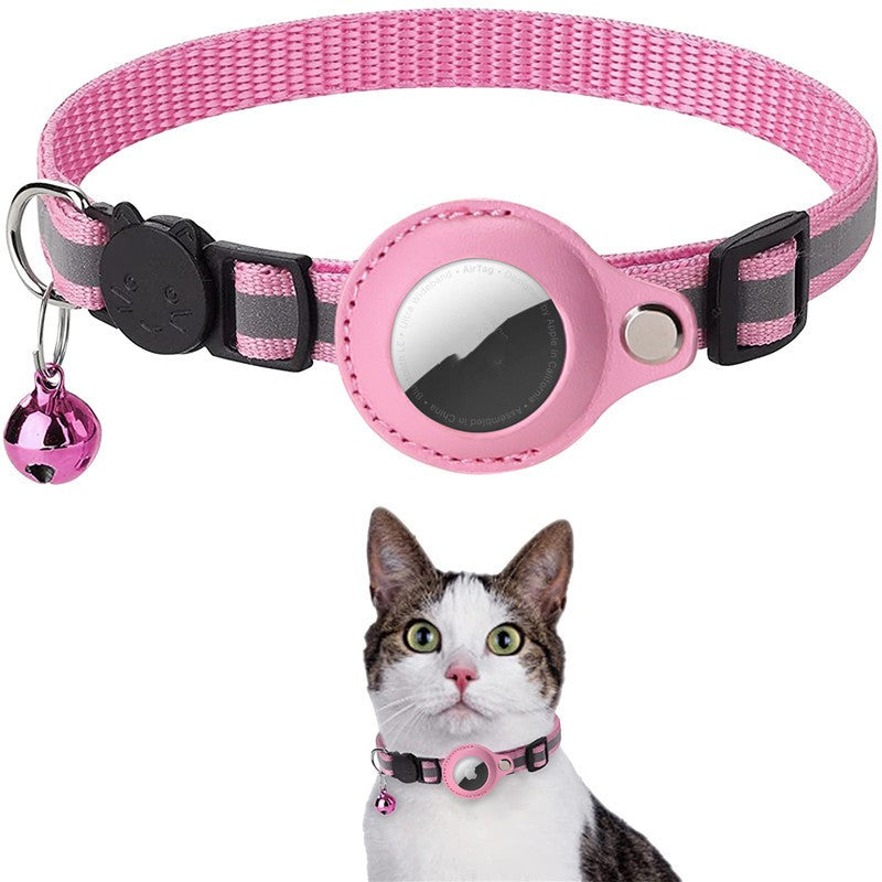 Reflective pet collar with AirTag holder for dogs