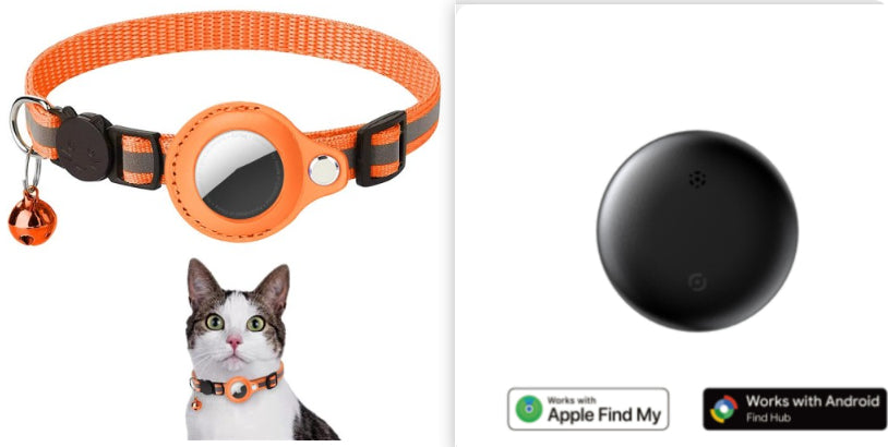 Reflective pet collar with AirTag holder for dogs