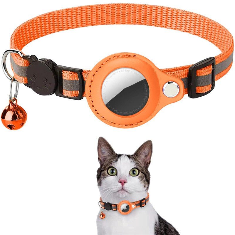 Reflective pet collar with AirTag holder for dogs
