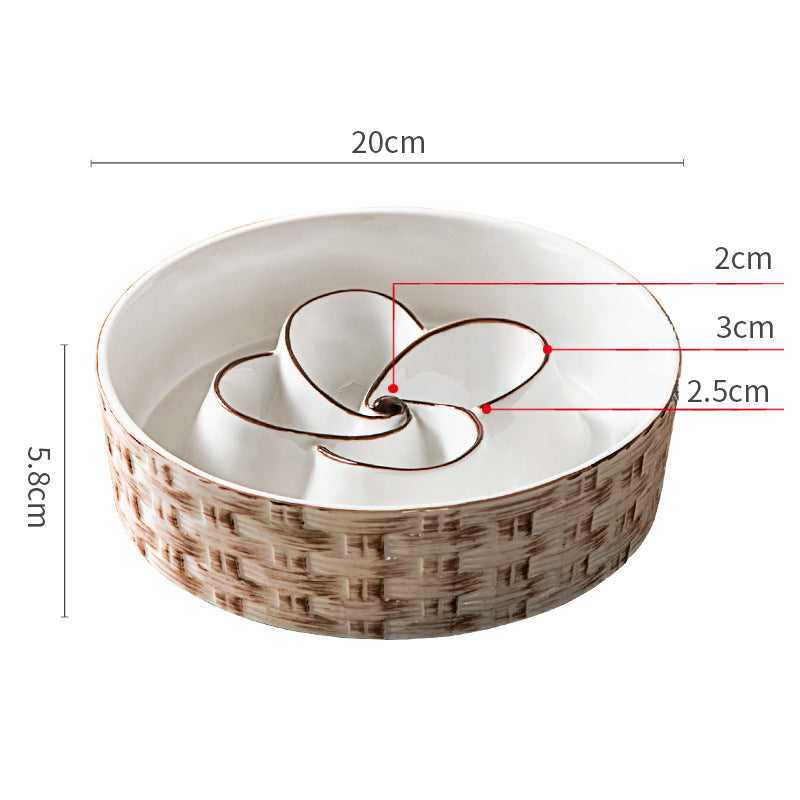 Ceramic slow feeder dog bowl with maze design
