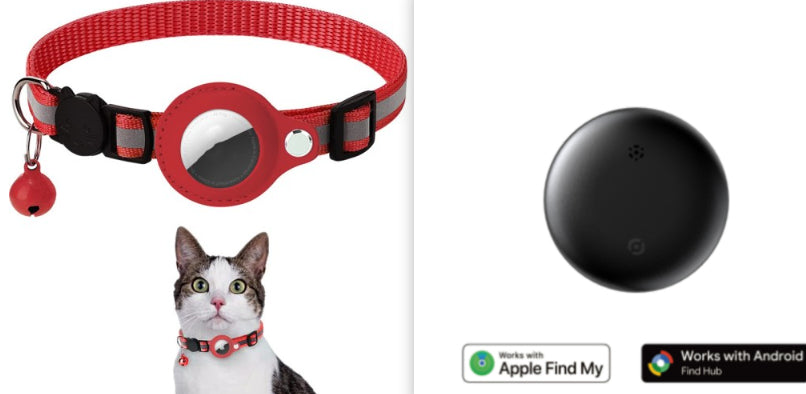 Reflective pet collar with AirTag holder for dogs