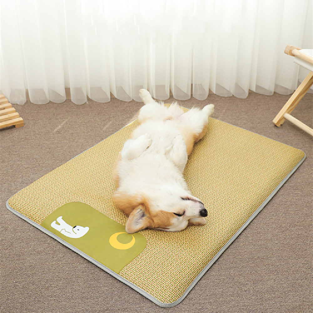 Rattan weave cooling dog mat for comfortable pet sleeping
