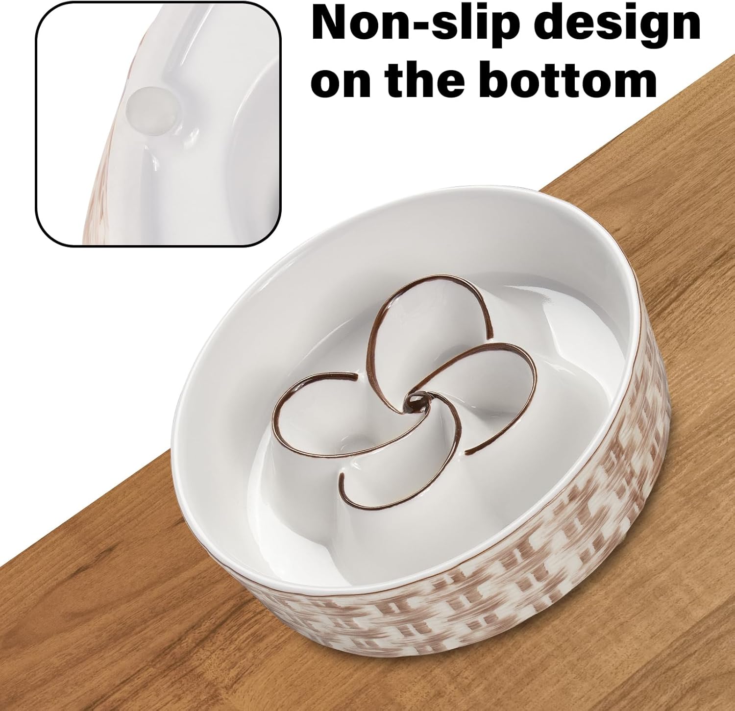 Ceramic slow feeder dog bowl with maze design