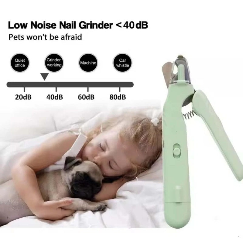 Dog nail clipper grinder with LED light for pet grooming