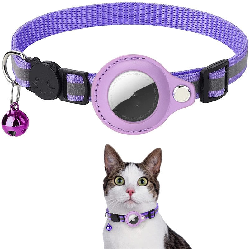 Reflective pet collar with AirTag holder for dogs