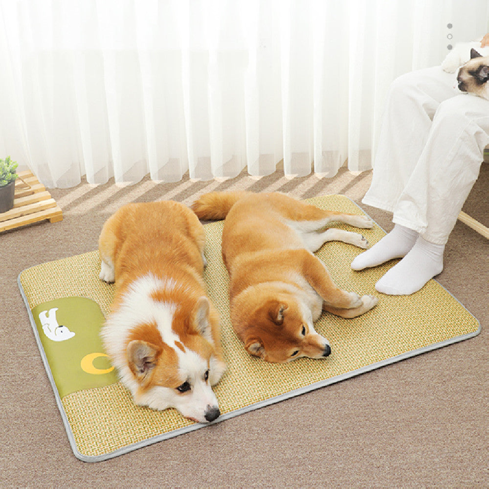 Rattan weave cooling dog mat for comfortable pet sleeping