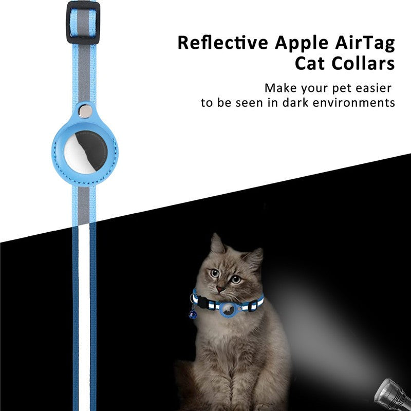 Reflective pet collar with AirTag holder for dogs