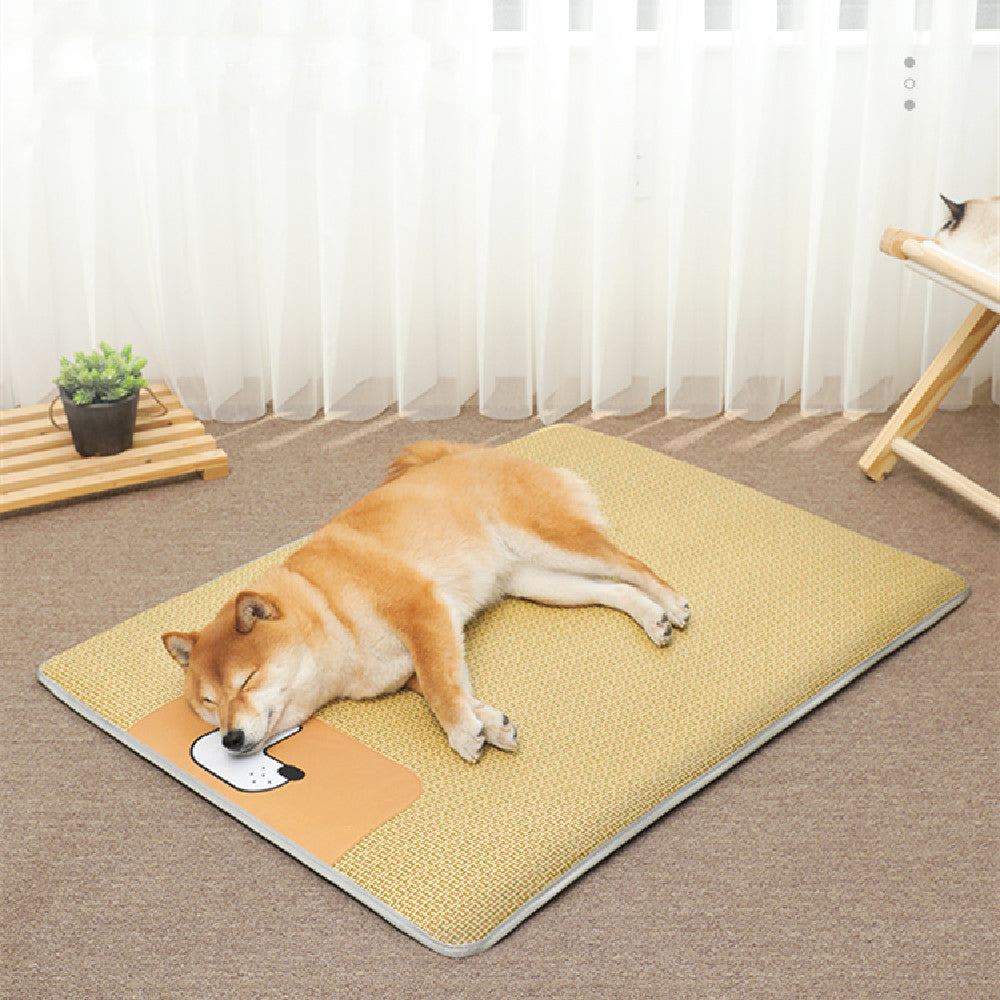 Rattan weave cooling dog mat for comfortable pet sleeping